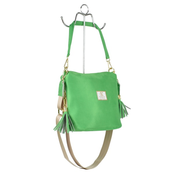 Torebka VANESSA LA VIVA z frędzlami -  Zielona