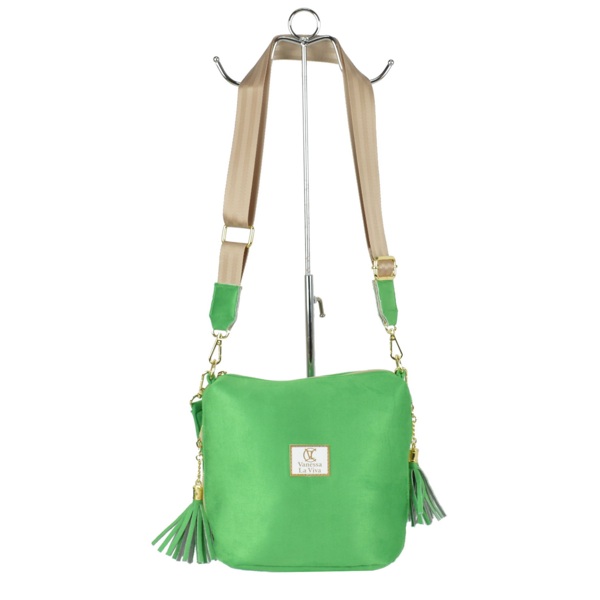 Torebka VANESSA LA VIVA z frędzlami -  Zielona